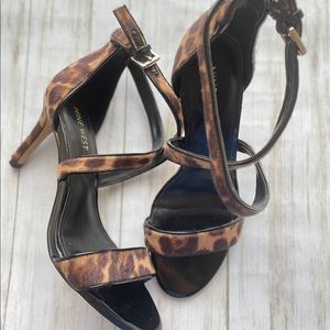 Nine West leopard strapy heels